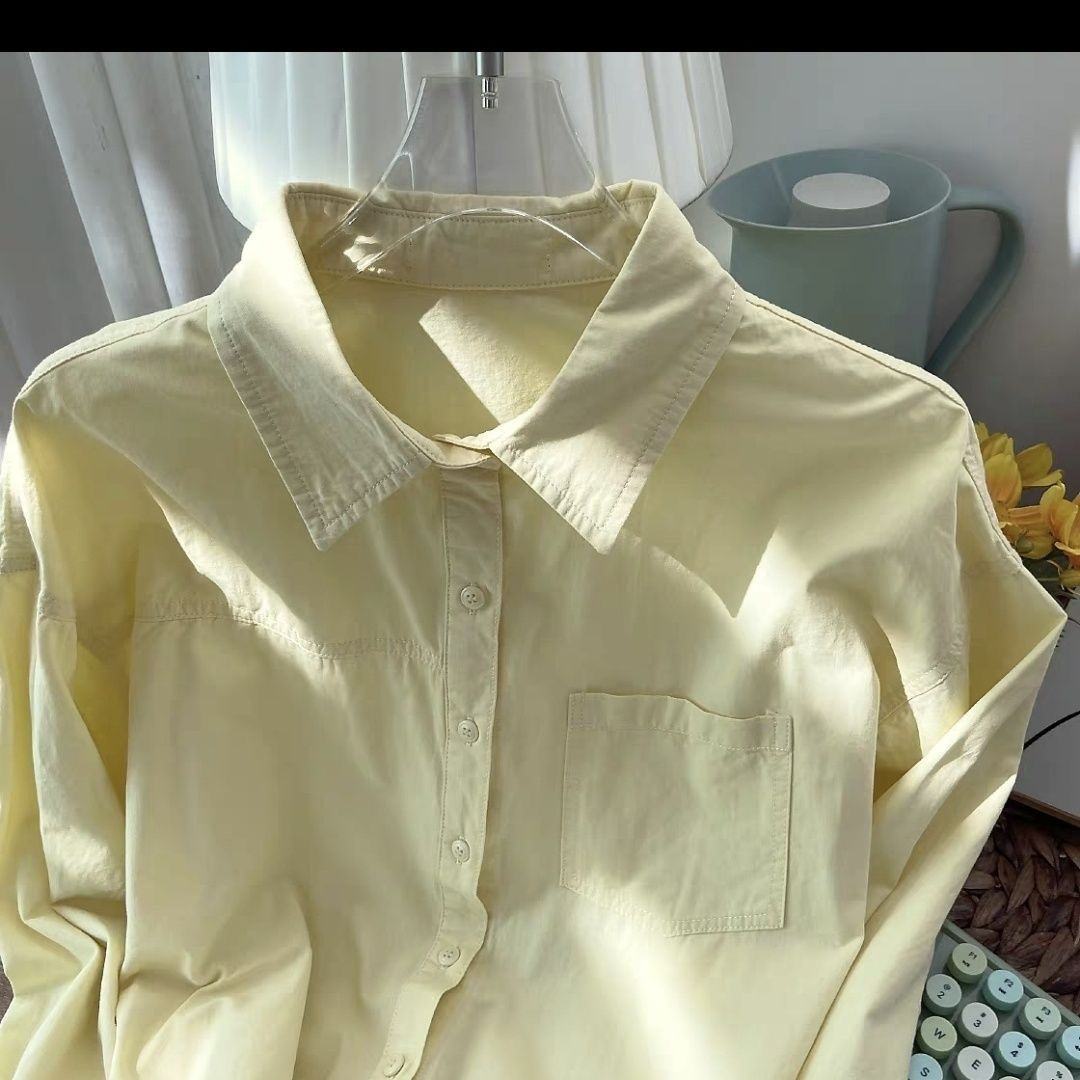 Japanese Style Gentle Style Loose Soft Milk Blue Stacked Chic Niche White Village Shirt Women's Spring Korean Style Cotton Casual Shirt