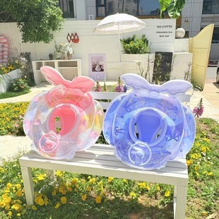 Amazon Swim Circle Adult Parent-Child Sequin Petal Unisex Underarm Circle Water Inflatable Swim Circle Bow Floating Circle