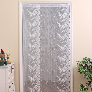Korean-Style Wavy Edge Lace Window Sheer Curtain, Pastoral American-Style Half Curtain, Short Curtain, Partition, No-Drill Finished Curtain