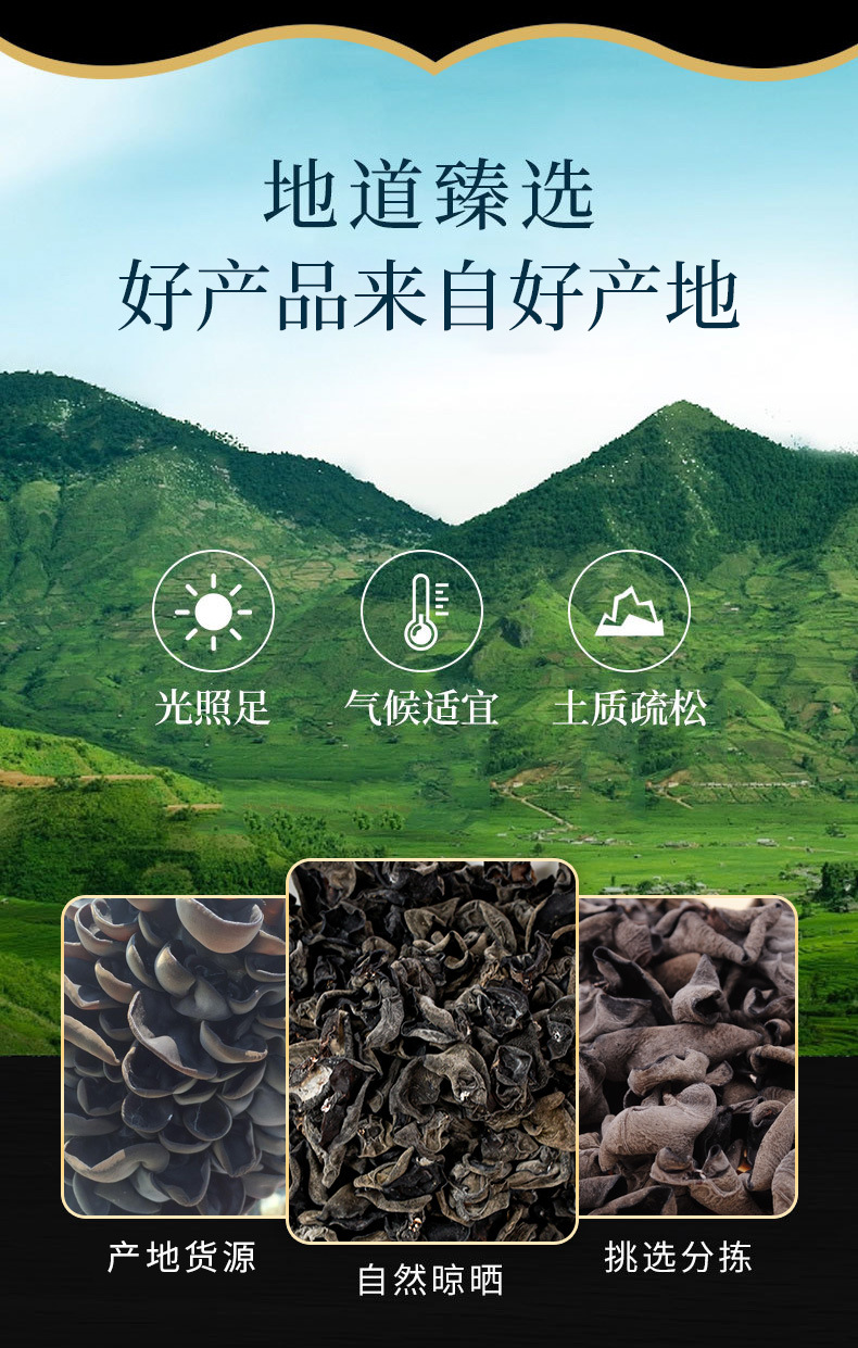 Hei Mu Er (Auricularia heimuer) — Dried Northeast Wood Ear Mushroom, 500g overview