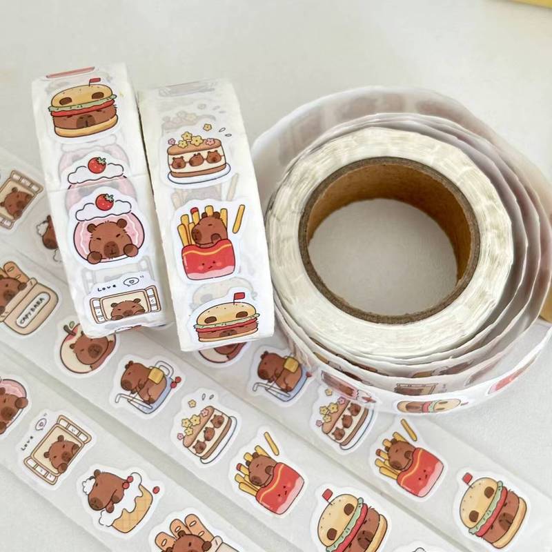 カピバラシールステッカーかわいい漫画カピバラハンドブック装飾ステッカー子供の diy ロールステッカー自己粘着ステッカー|undefined