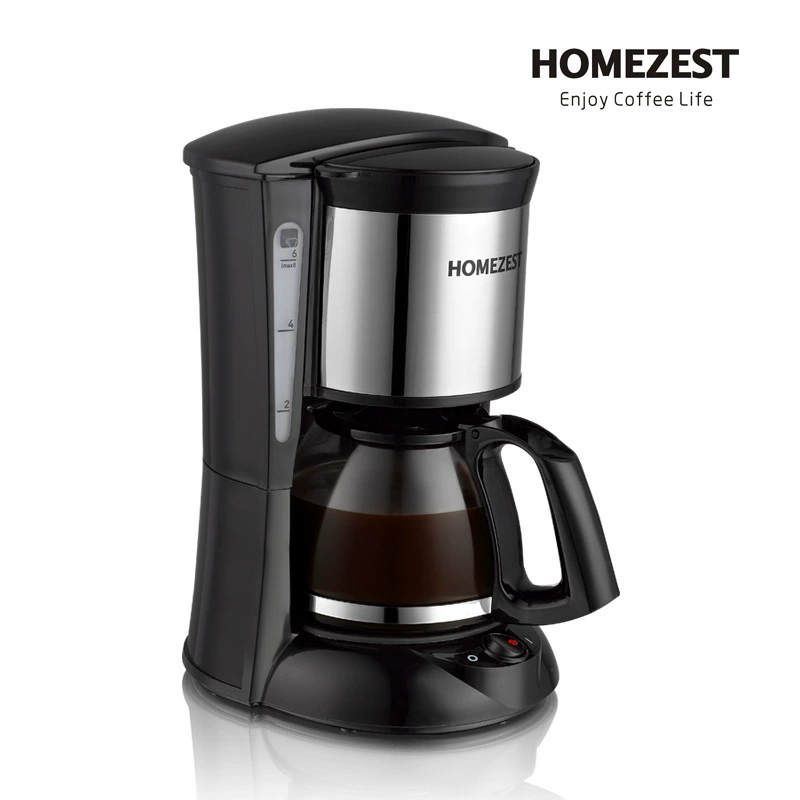 Автоматическая кофеварка с капельной подачей (HOMEZEST) — панель из нержавеющей стали, стеклянная колба, компактная