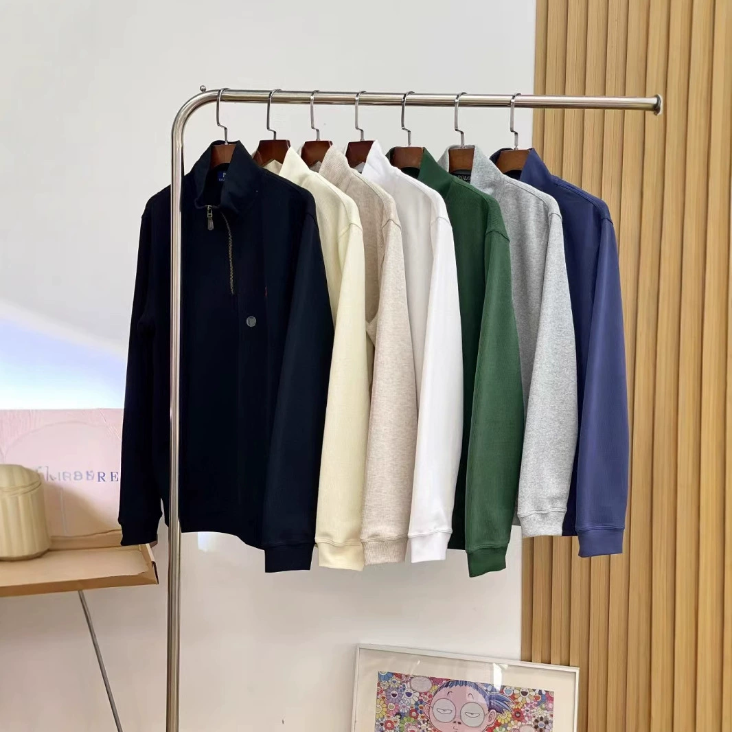 Сканируемая 7-цветная толстовка с половиной молнии RL для мужчин и женщин с длинными рукавами,