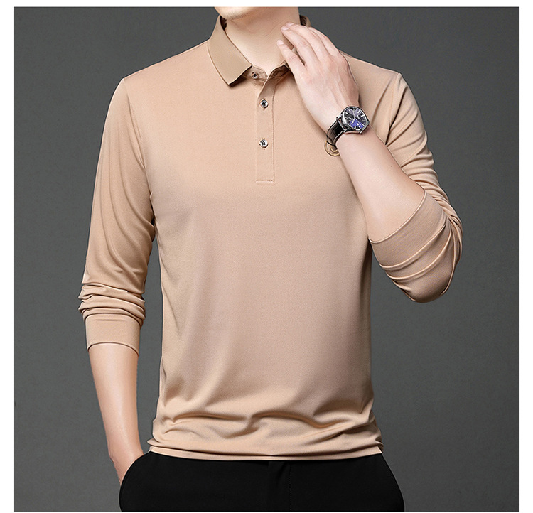 Polo de manga comprida para homem em algodão casual_voghion.com