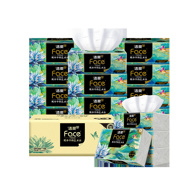 Jierou Oil Painting Face Series 4-Layer 90 Sheets 16 Packs High-End Soft Skin-Friendly Office Facial Tissue Br088-16E Jierou Oil Painting Face Series 4-Layer 90 Sheets 16 Packs High-End Soft Skin-Friendly Office Facial Tissue Br088-16E