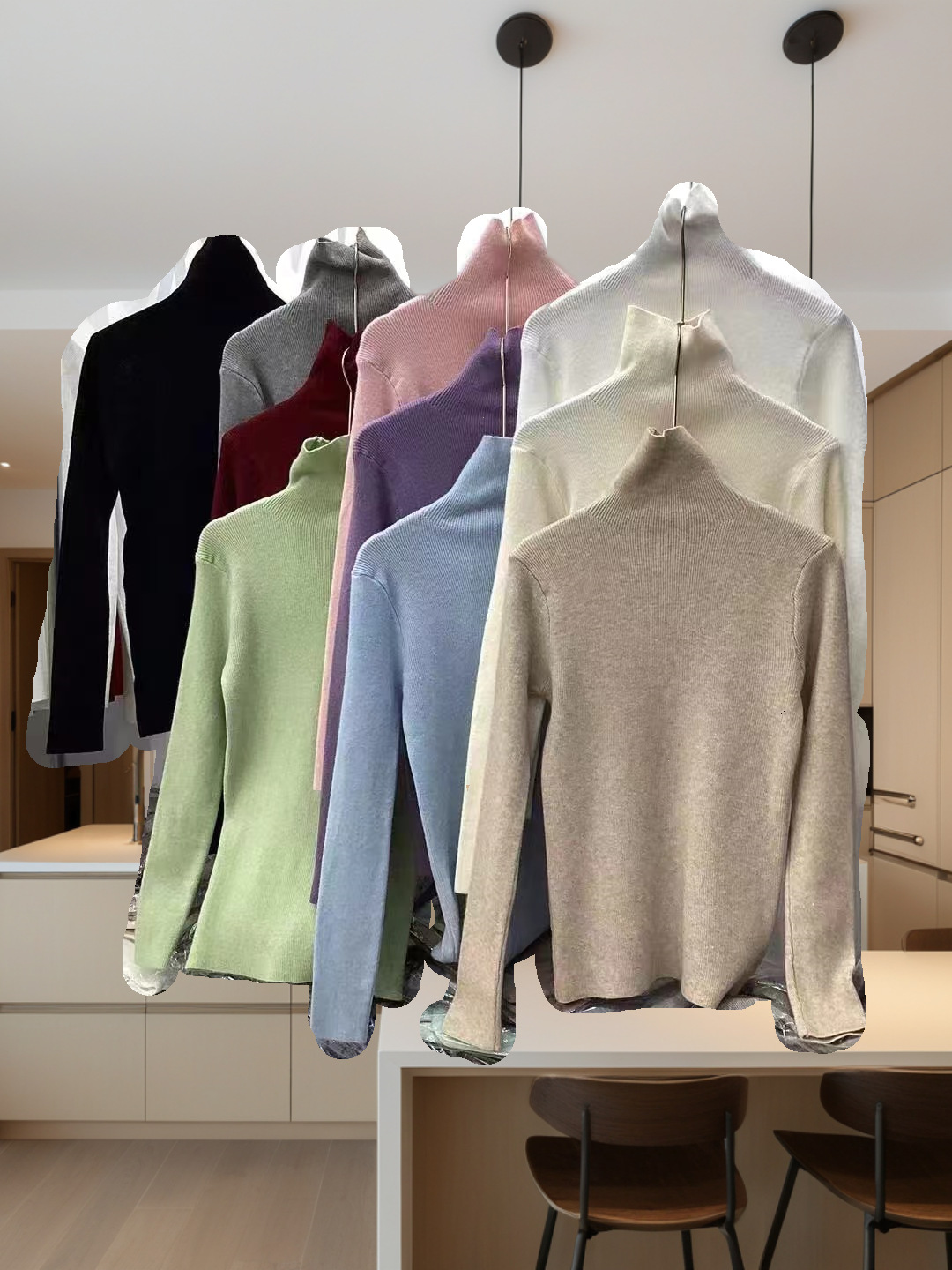 ChicShe ChicShe KANING Unifarbener, hochgeschlossener Strickpullover für Damen – Herbst/Winter 2025 – Neu, vielseitig, weich und warm_voghion.com