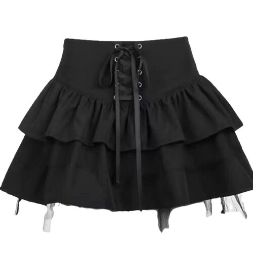 Ballet-style black and white striped fluffy slimming semi-skirt for women, spring and autumn new sexy niche JK high-waist mesh short skirt