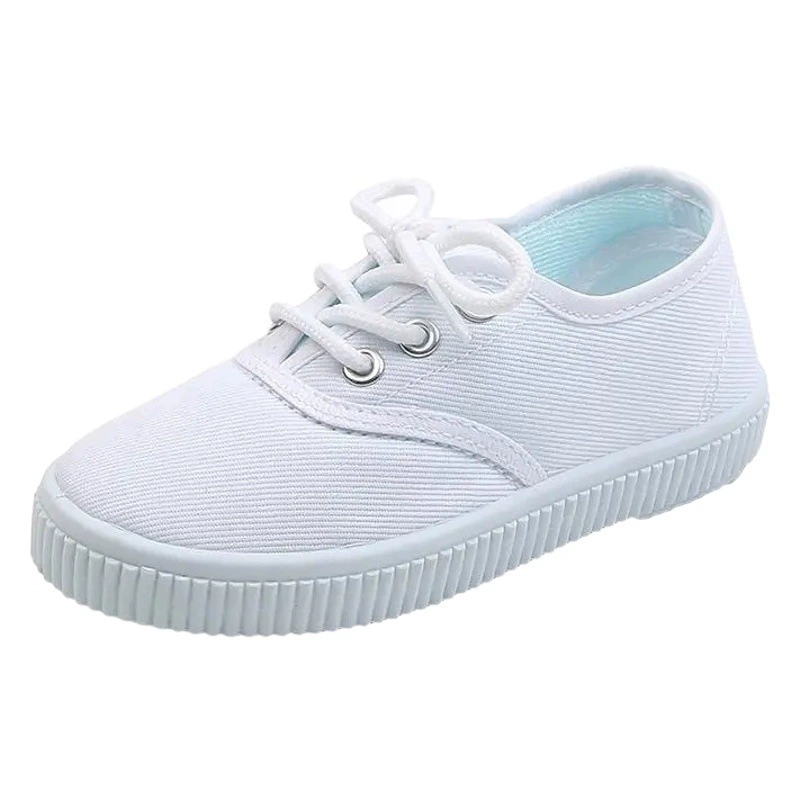 Весенние новые детские туфли для выступлений, маленькие белые туфли, парусиновая обувь для детского сада, домашняя танцевальная обувь для мужчин и женщин с волшебной пастой