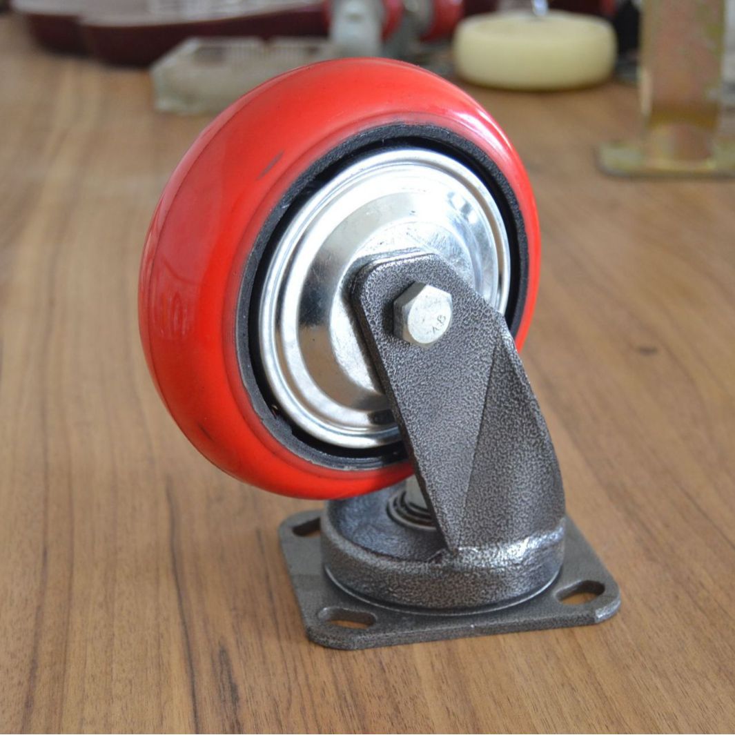 工业重型聚氨酯3寸4寸5寸万向轮降噪音轮子手推车带刹车重型轮子