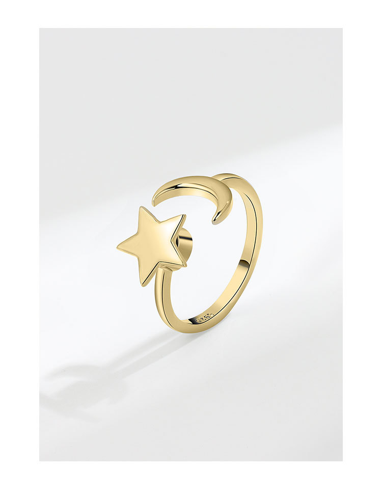 New Rotating Star And Moon Cross-bright Copper Zircon Index Finger Ring display picture 1