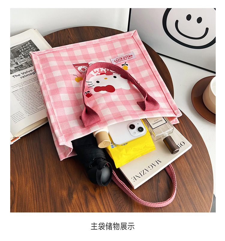 Cute cartoon cat canvas bag 2025 new style large-capacity simple and convenient tote bag with fashionable printing undefined