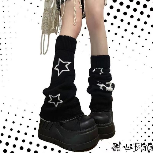 Autumn and winter Japanese style hot girl star skull element leg cover subculture y2k slimming student pile socks two-way