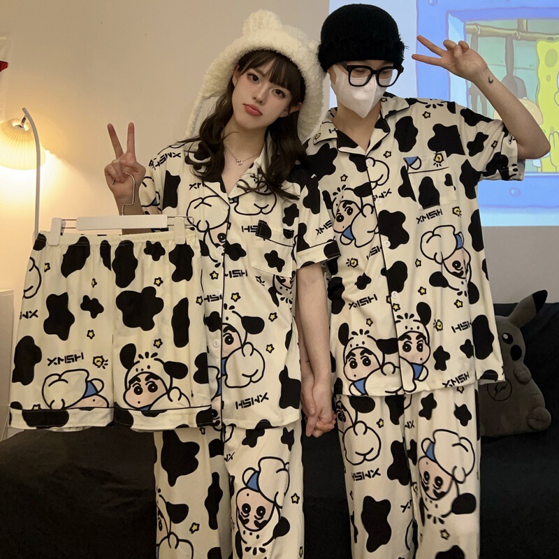 Manufacturer Cross-Border Couple Pajamas for Men and Women Japanese Style Crayon Shin-Chan Spring and Summer Short-Sleeved Shorts Cute Three-Piece Suit Manufacturer Cross-Border Couple Pajamas for Men and Women Japanese Style Crayon Shin-Chan Spring and Summer Short-Sleeved Shorts Cute Three-Piece Suit