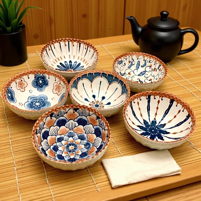 Japanese-Style Creative Rice Bowl 4.8inch Pearl Dot Pumpkin Bowl