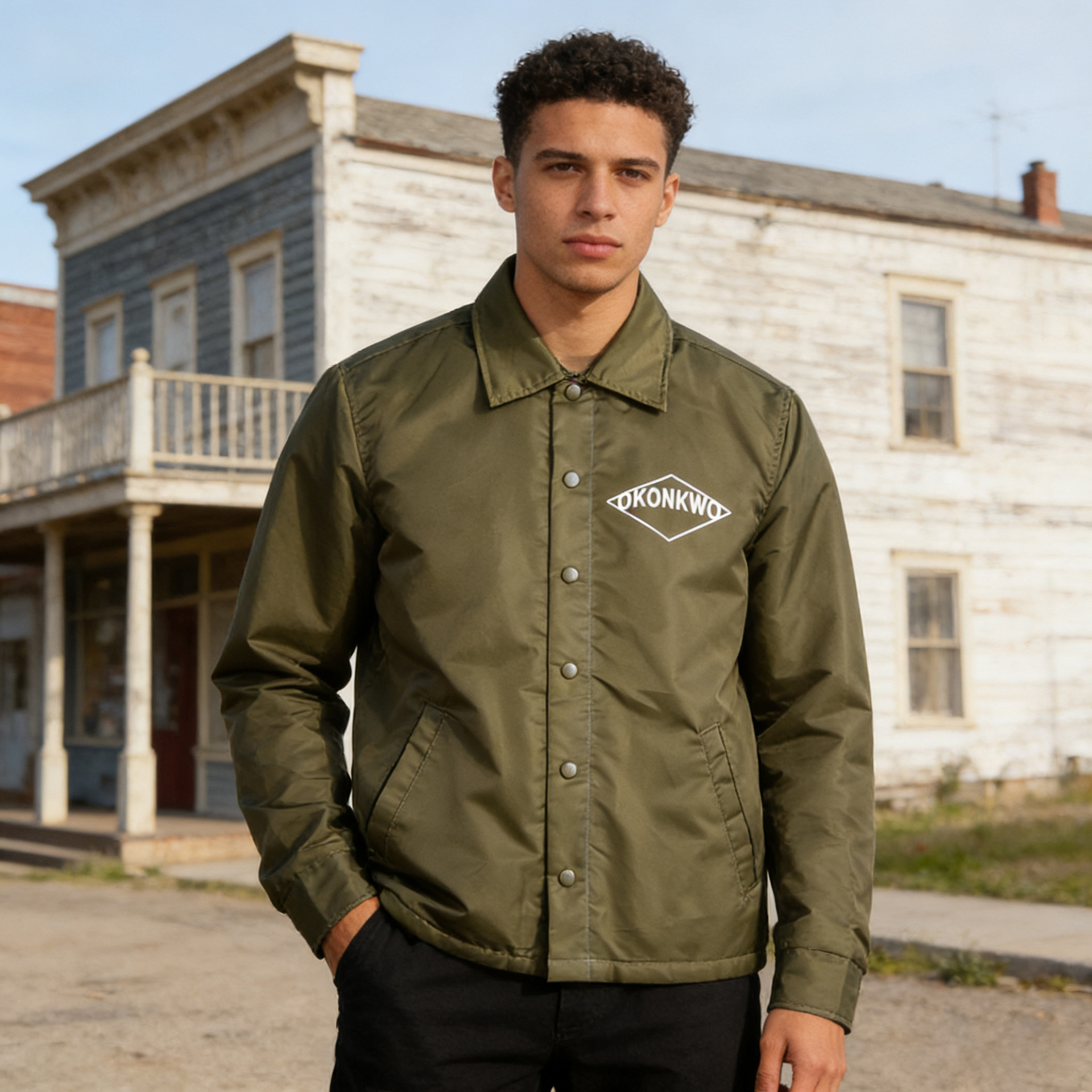 OKONKWO chaqueta de entrenador acolchada de algodón acolchada chaqueta cortavientos impermeable para hombres y mujeres impreso uniforme de béisbol