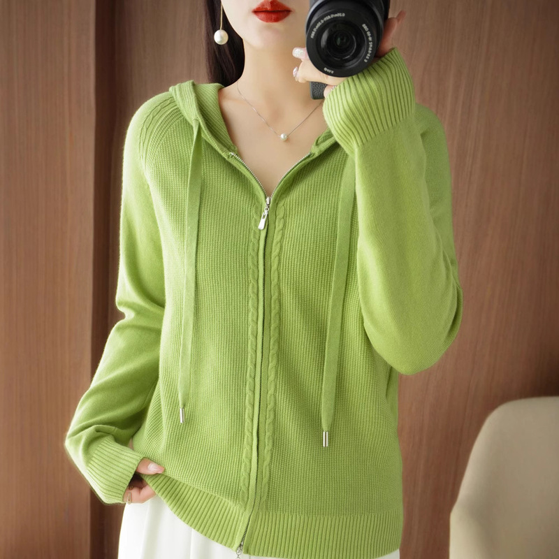 Cross-Border Wholesale Spring, Autumn, and Winter Zip-Up Hoodies for Women, Long-Sleeve Cardigans, Pullover Knitwear, Inner Wear, Outer Wear, and Base Layer Shirts