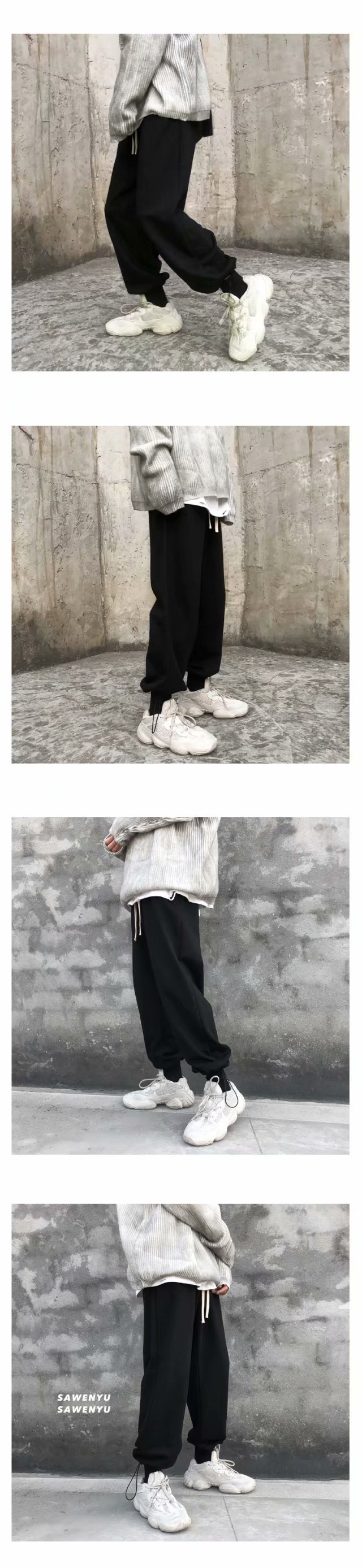 1 2024 Autumn Pants Men Korean Trendy Loose Large Size Jogger Hong Kong Style Brand Solid Color Casual Sports Sweatpants_voghion.com