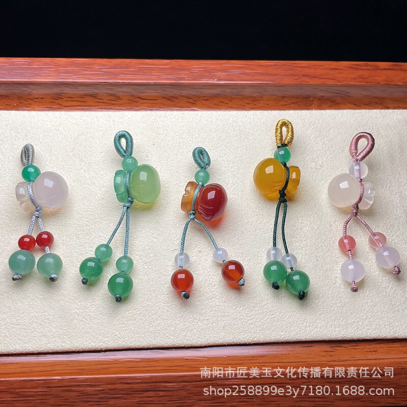 Natural Agate Coil Lucky Bag Small Slipping Pendant Handmade Woven Pocket Jade Pendant DIY Bracelet Jewelry Accessories