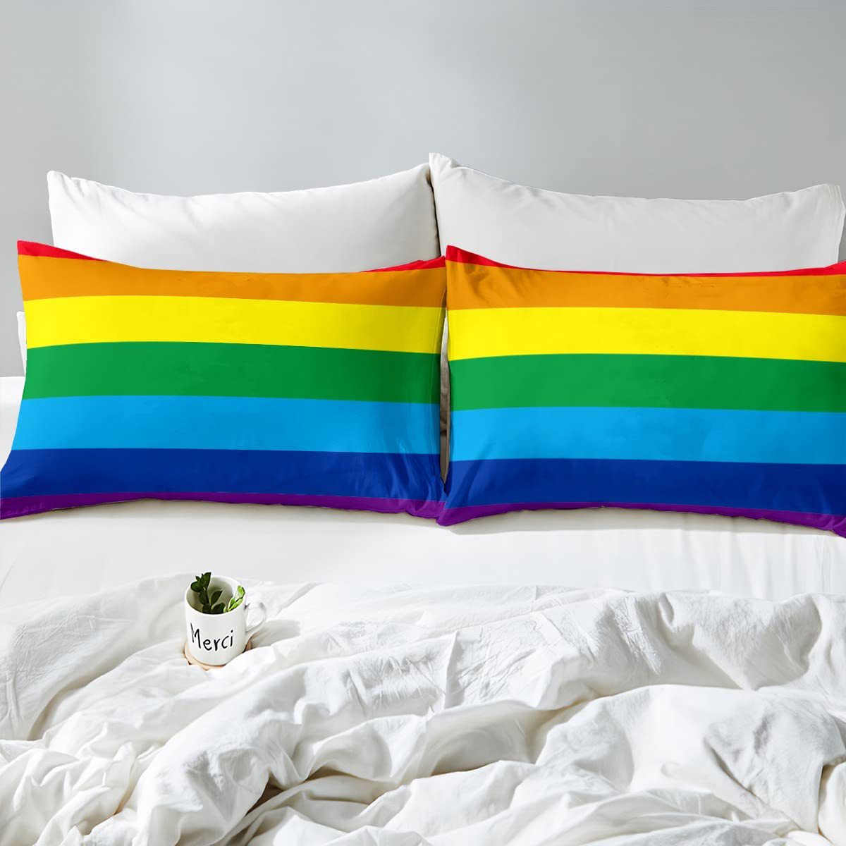 Transfronterizo arco iris estriado edredón conjunto de tres piezas conjunto de impresión digital 3D conjunto de ropa de cama comercio exterior