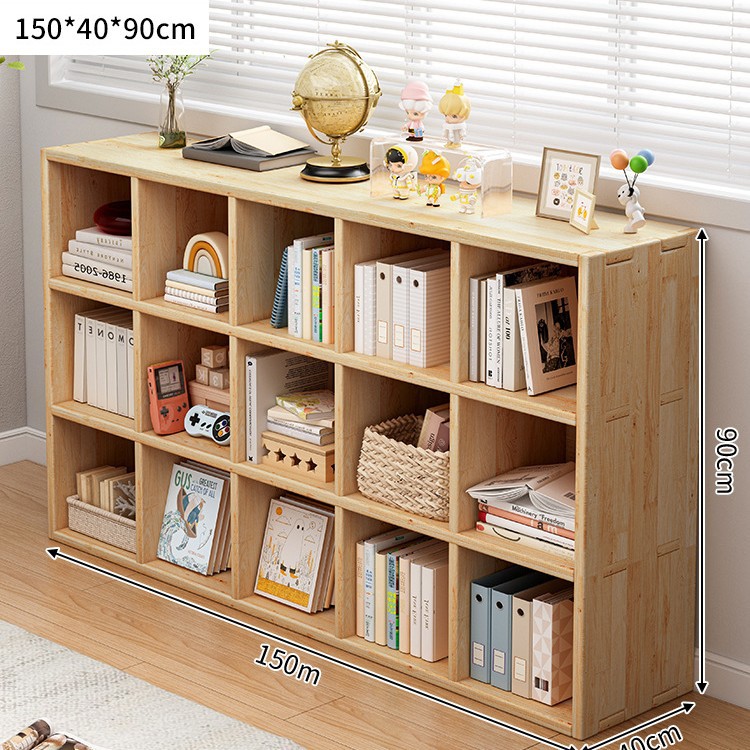 Gabinete de almacenamiento de ventana flotante de madera sólida, estante de balcón, estante contra la pared, armario de almacenamiento de barra larga de una sola capa, estante de piso bajo