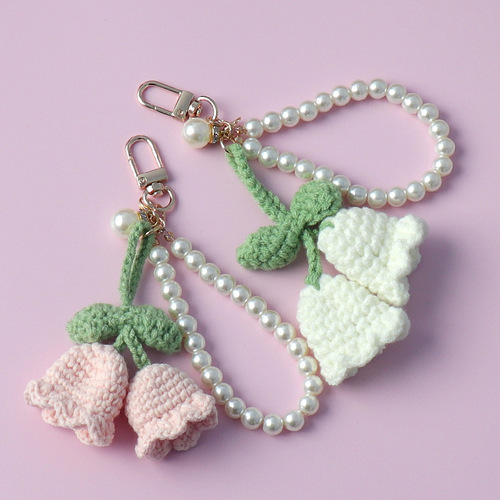 High-quality bellflower pendant, cute forest style finished handmade knitting bag keychain hanging decoration hook weaving 