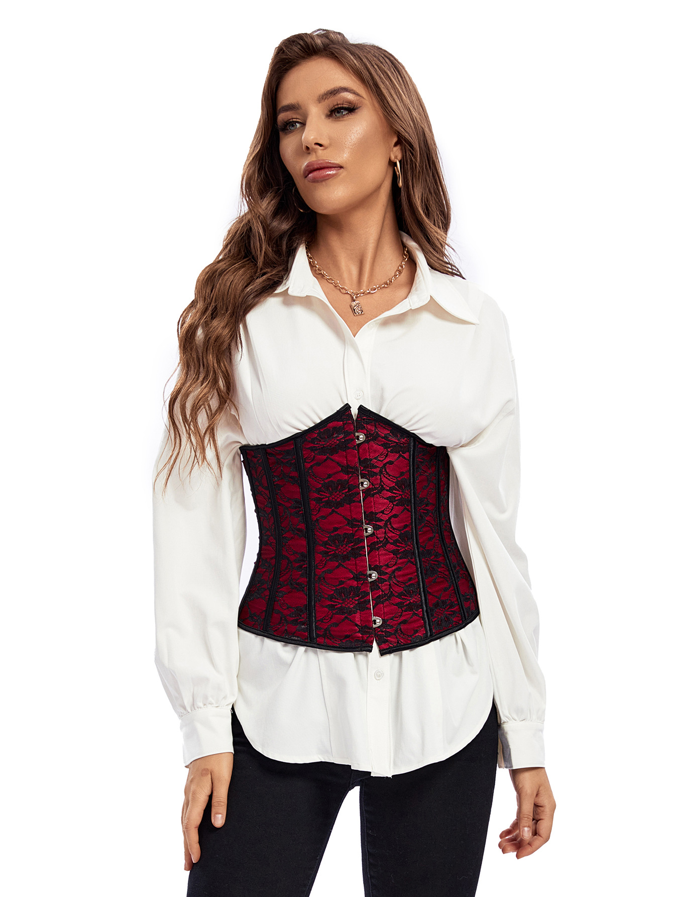 Red Short Waist Cincher Back View