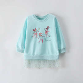 春秋新款欧美风跨境外贸长袖卫衣 秋季长袖卫衣 印花时尚女童童装