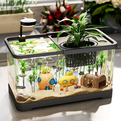 水槽フィルターリビングルームデスクトップマイクロ風景造園水族館家庭用水耕カメタンクプラスチック透明水槽