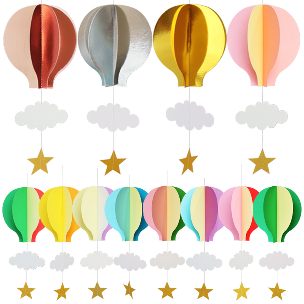 Kindergarten Holiday Birthday Party Decoration Three-dimensional Hanging Ornaments Hanging Ornaments Love Hot Air Balloon Cloud Pendant