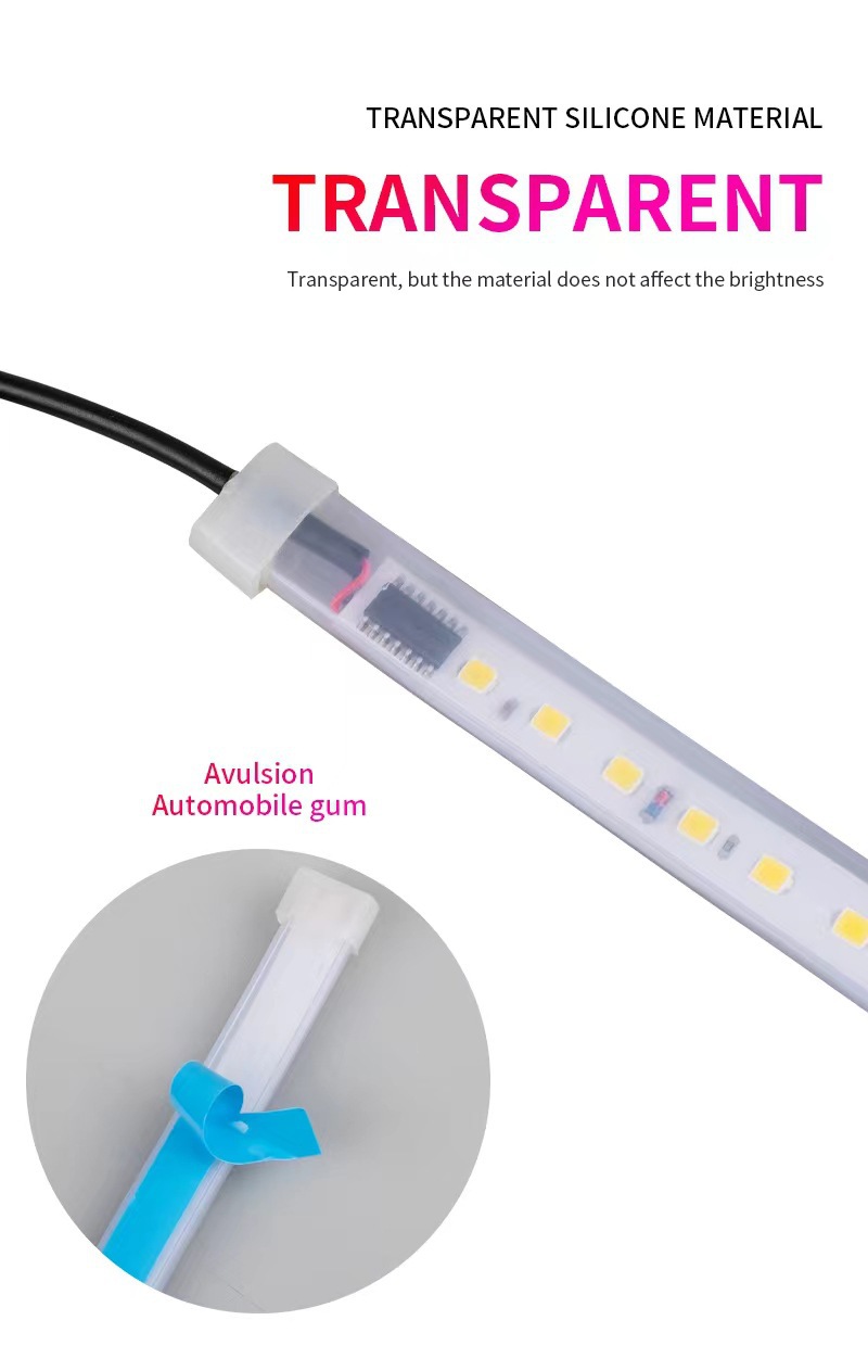 Cross-border explosions 12v car door running water scanning led light bar magic red white light anti-collision warning light flash