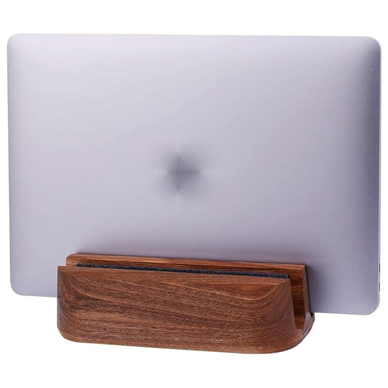 Dual Laptop Stand Vertical Notebook Computer Holder Desktop Wooden Notebook Computer Base Rack