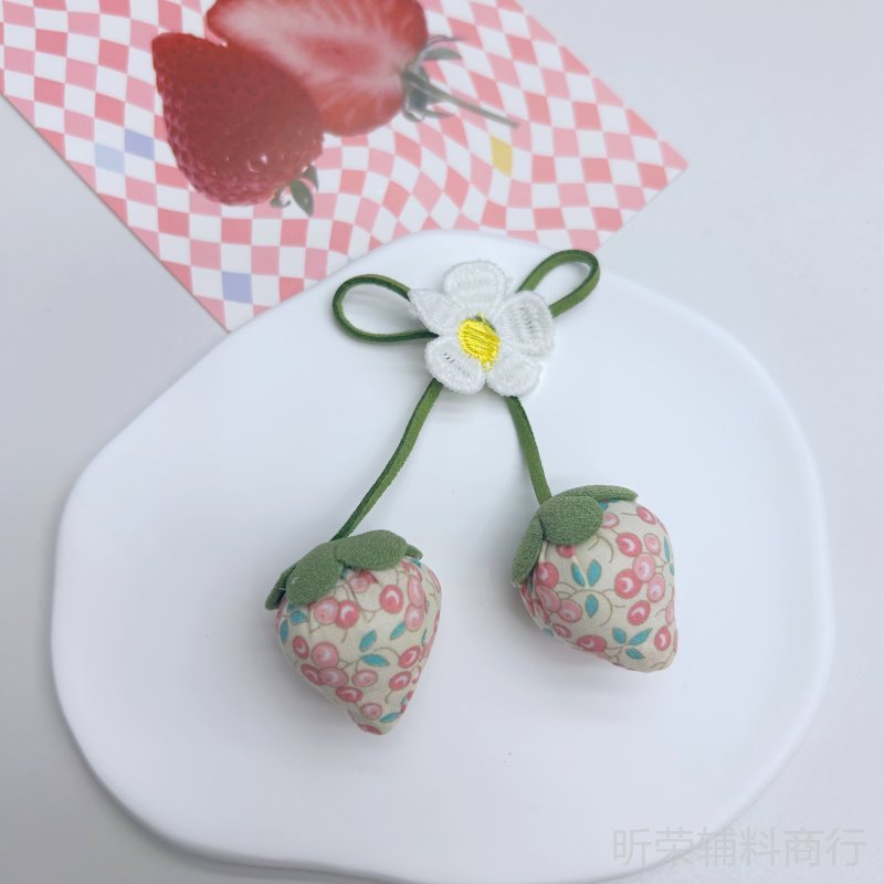 可爱碎花格子点子充棉立体草莓diy配饰 布艺手工饰品配件服装辅料|undefined