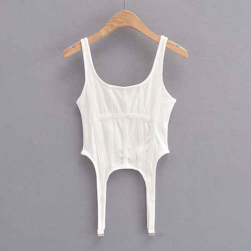 Sexy European and American Fishbone Corset Hooked Vest for Women,  New Arrival—Instagram-Worthy, Slim-Fit U-Neck Short Top Trendy