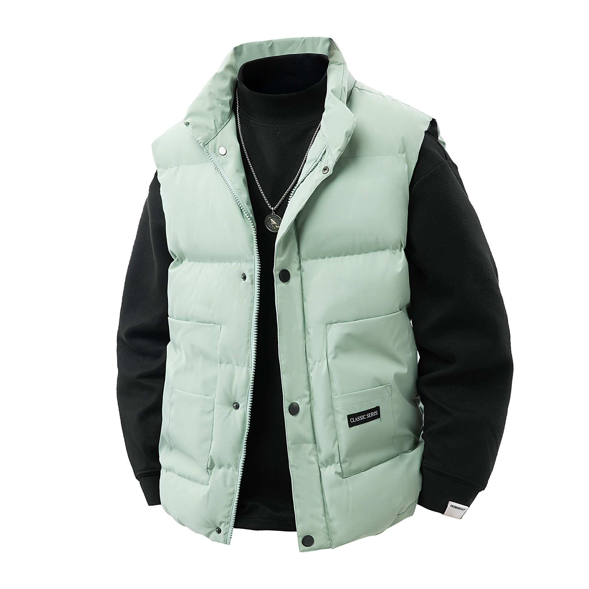 Transfronterizos otoño y invierno masculino chaleco de algodón de pluma estilo coreano de tendencia de hombros de invierno masculino suelto de tamaño grande abrazadera de abrigo grueso image 10