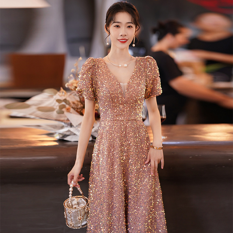 Vestido de noche para mujer, estilo 2026, elegante, estilo hada, estilo princesa, con lentejuelas, para anfitriona