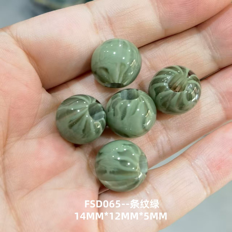芬锦金箔烟丝大孔珠子吊扣绳盘扣头装饰扣穿绳扣现货批发中国风|undefined