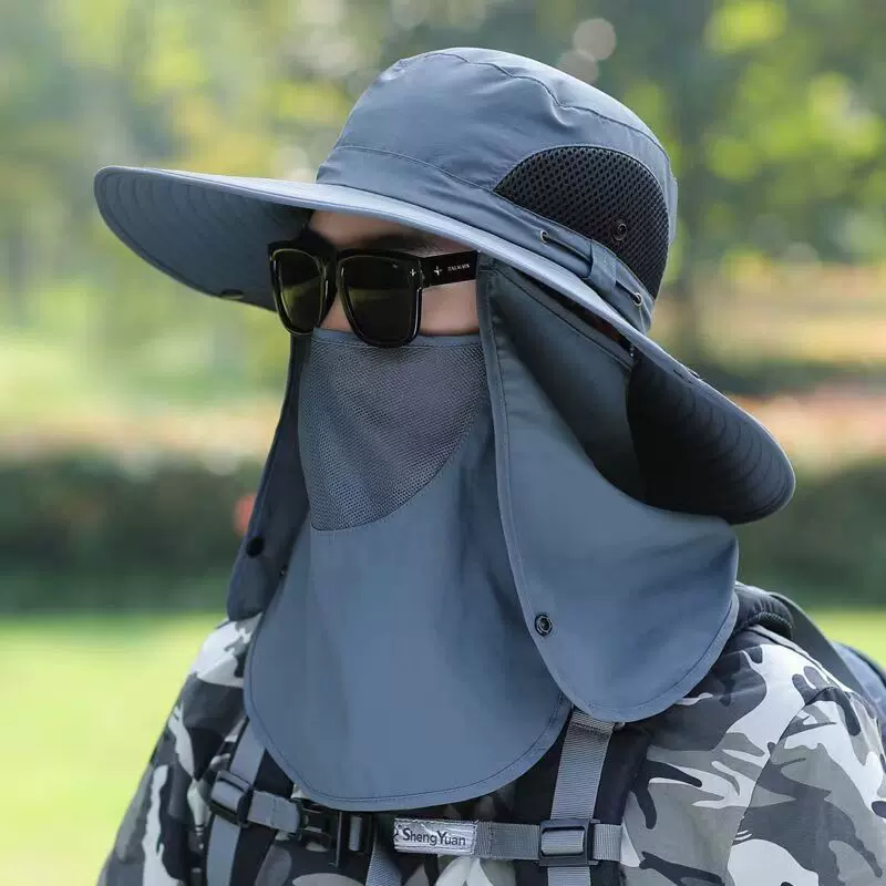 遮阳帽渔夫帽男夏季钓鱼帽防晒太阳帽面部罩遮脸全方位大檐户外