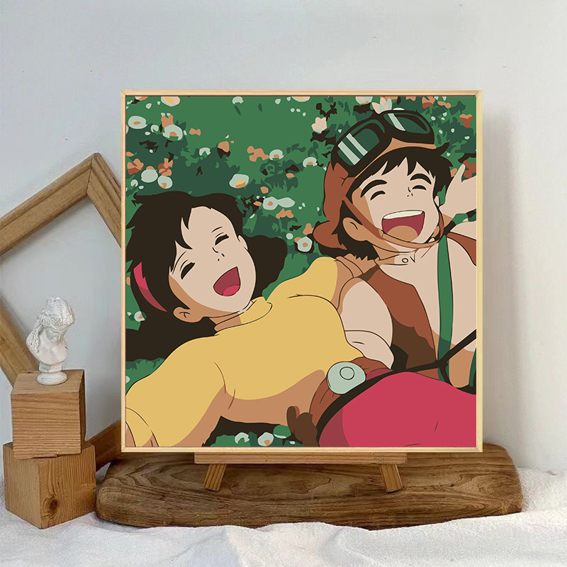 宮崎駿デジタル油絵DIY手描きぬりえ夏目友人帳ポニョ二次元アクリル画インスタ風|undefined