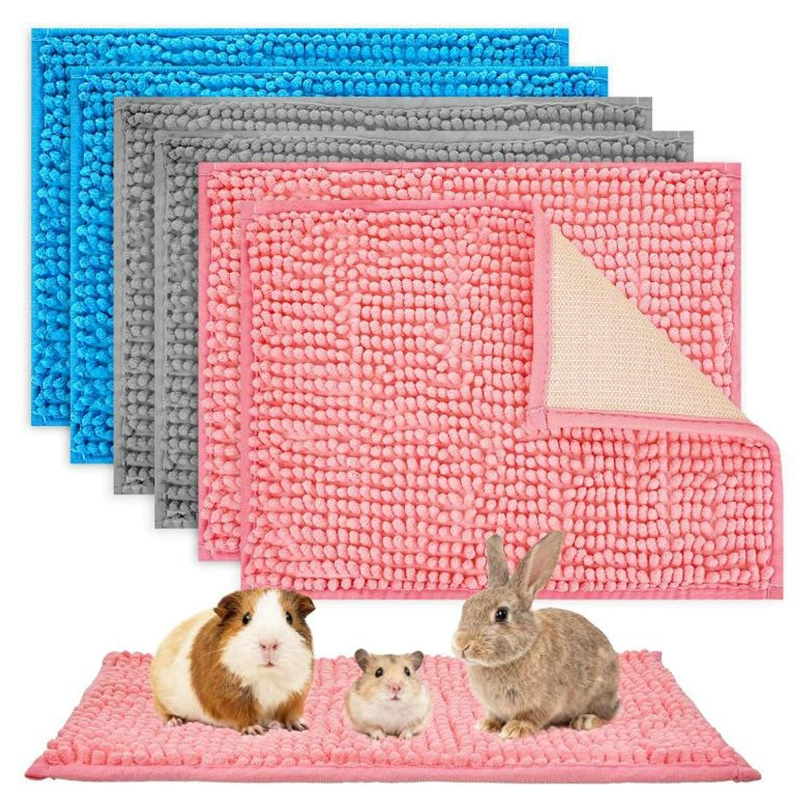 Коврик для клетки морской свинки из плюша с антискользящим покрытием, многоразовый, моющийся, для мелких питомцев, кроликов