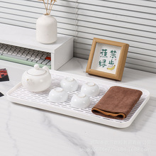 家用加高双层收纳盘茶具沥水茶盘碗筷茶水杯收纳长方形塑料沥水盘