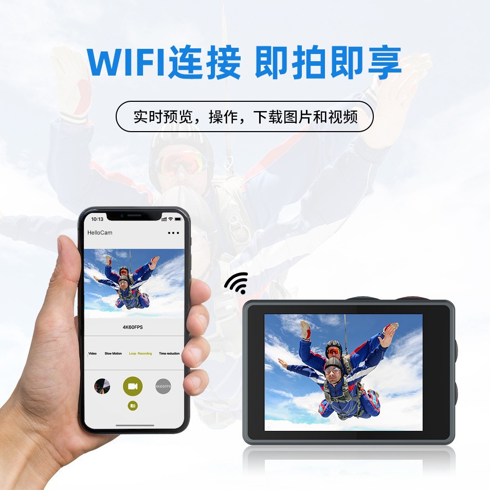 Cámara deportiva transfronteriza 5k 4k anti-vibración HD wifi pesca al aire libre tiro inalámbrico ciclismo buceo cámara