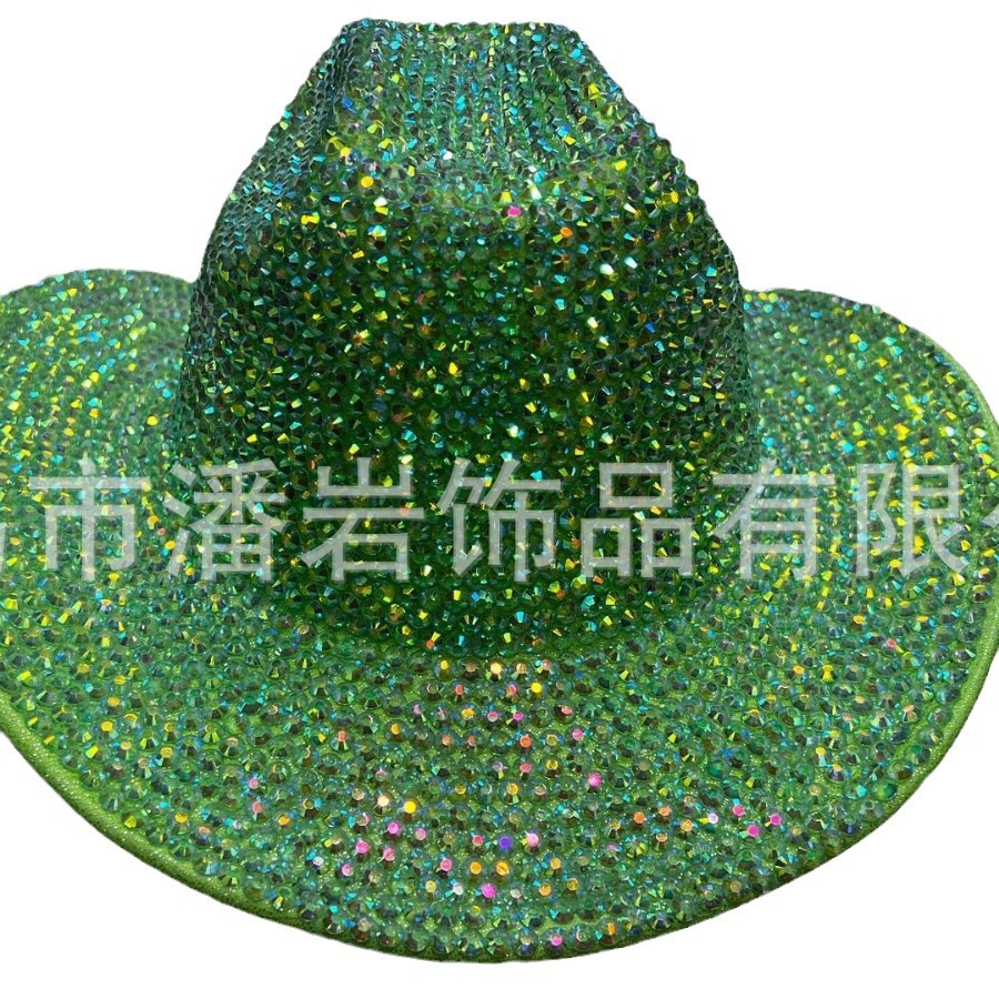 Sombreros transfronterizos llenos de diamante sombrero de etapa diseñado a mano puro británico vintage jazz sombrero de diamante de etapa gran bisel