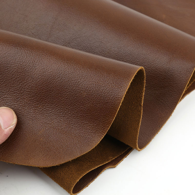 棕色平纹油蜡皮皮料头层真皮皮艺欧式沙发座椅床头复古做旧真皮革