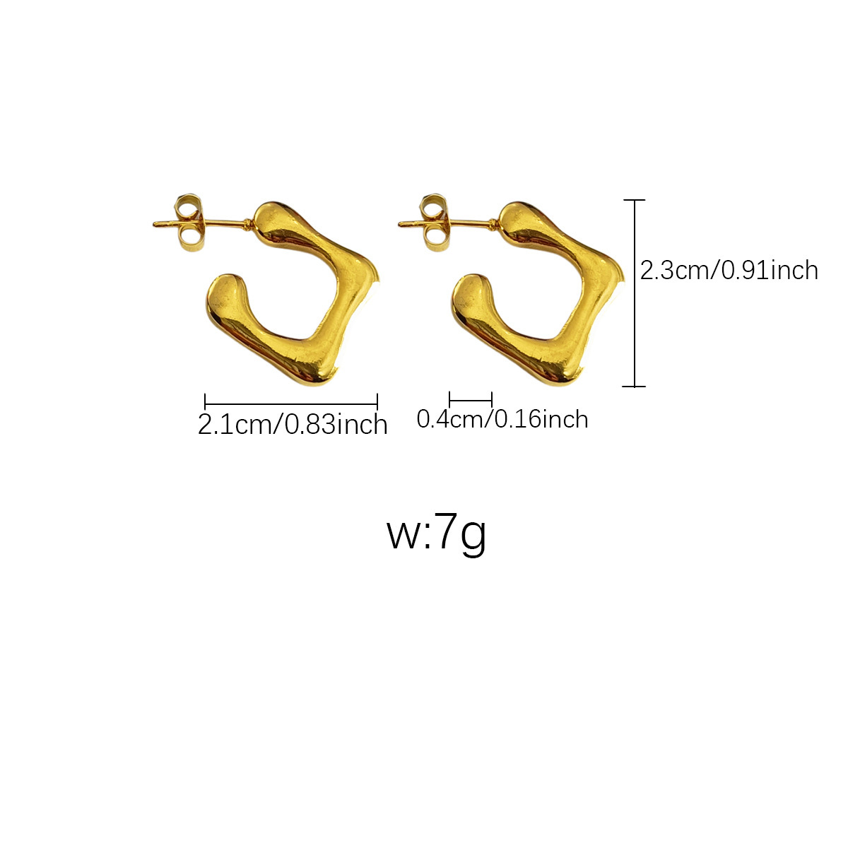 European American Best Selling High End Stainless Steel Versatile U Shape Earrings 18K Real Gold Plating detail image 10