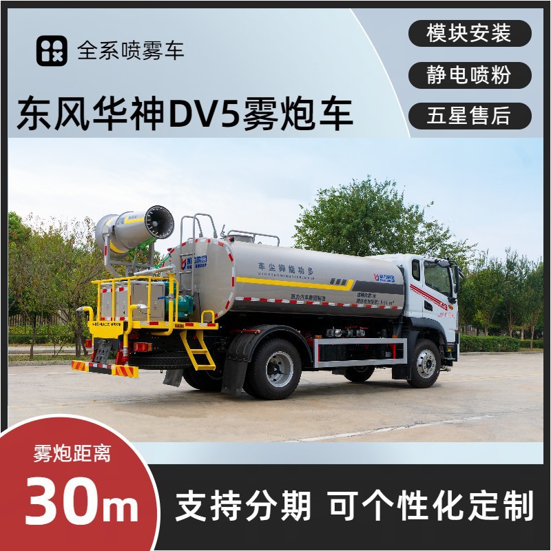 Dongfeng Huashen Dv Fog Cannon Truck 12-Ton Multi-Functional Dust Suppression Truck 30m Construction Site Dust Reduction Spray Sprinkler Truck