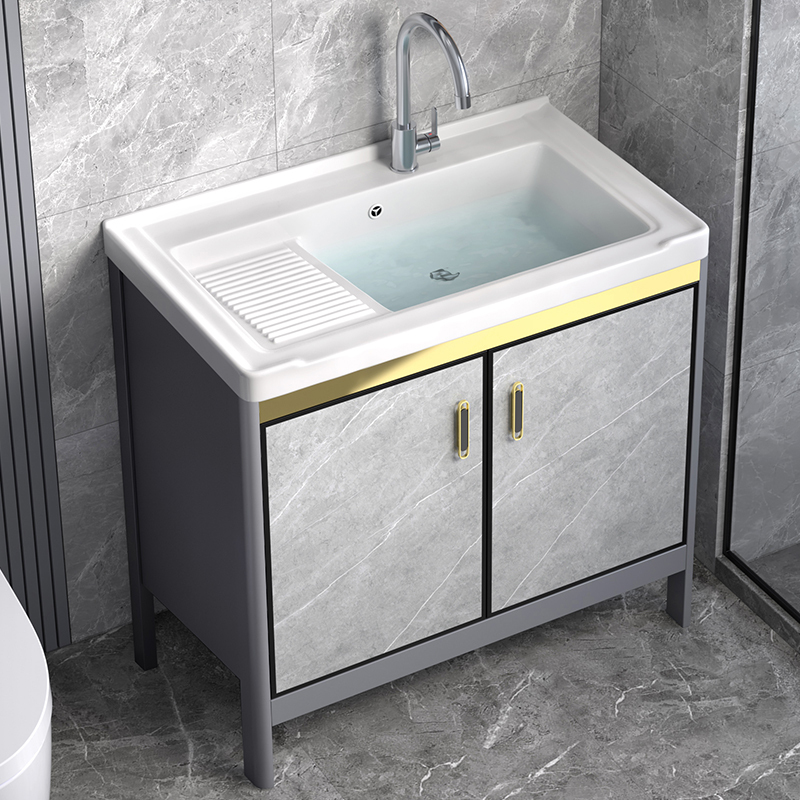 Floor-standing Washbasin Space Aluminum Bathroom Cabinet Combination Bathroom Washbasin Integrated Washbasin Laundry Sink with Washboard