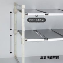 KF15304不锈钢下水槽置物架双层可伸缩厨房锅具收纳架橱柜分