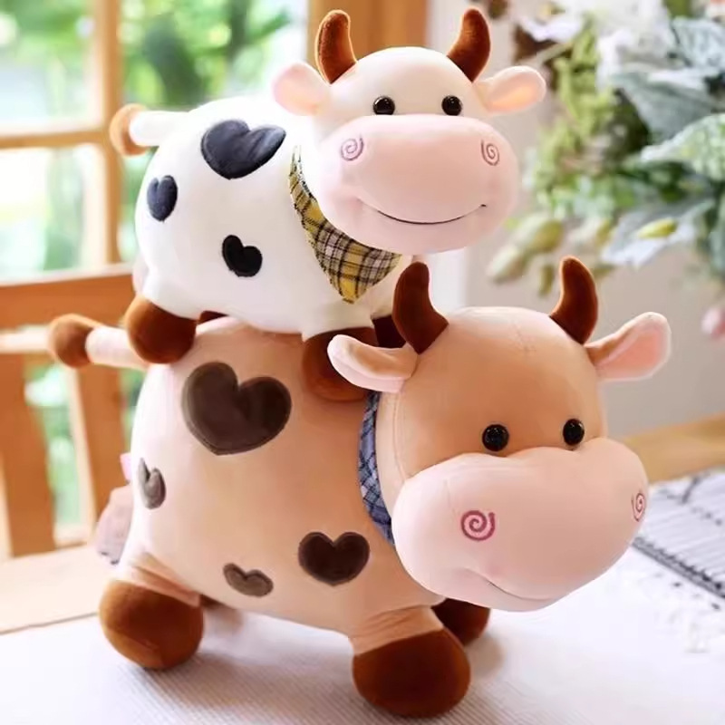 Linda muñeca de vaca, muñeca de vaca Hobby, ternera, peluche, muñeca de trapo, máquina de muñecas para dormir al por mayor