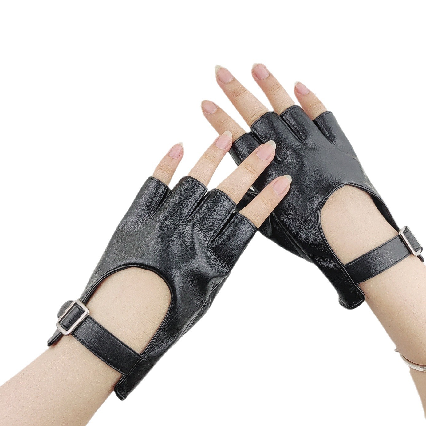 Fashion women's fingerless leather gloves Cospaly nightclub pole…