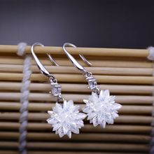 唯美冰花耳坠S925纯银耳环正品韩版百搭防过敏流苏女款时尚网红